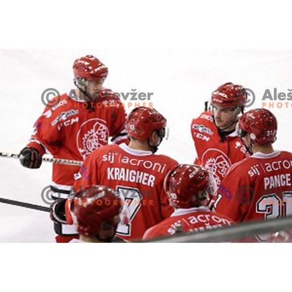 action during ice-hockey match Olimpija Ljubljana - SIJ Acroni Jesenice in Tivoli Hall, Ljubljana, Slovenia on September 13, 2016