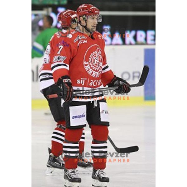 Nate di Casmirro in action during ice-hockey match Olimpija Ljubljana - SIJ Acroni Jesenice in Tivoli Hall, Ljubljana, Slovenia on September 13, 2016
