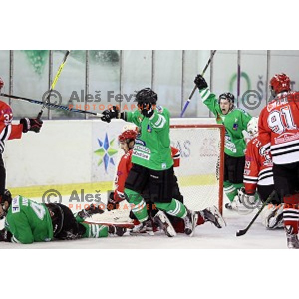 action during ice-hockey match Olimpija Ljubljana - SIJ Acroni Jesenice in Tivoli Hall, Ljubljana, Slovenia on September 13, 2016