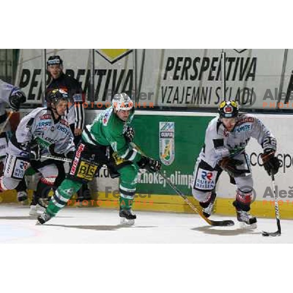 Nik Zupancic and Robert Guillet (22) at match ZM Olimpija-Graz 99er in Ebel league,played in Ljubljana,Slovenia 9.10.2007. Photo by Ales Fevzer 