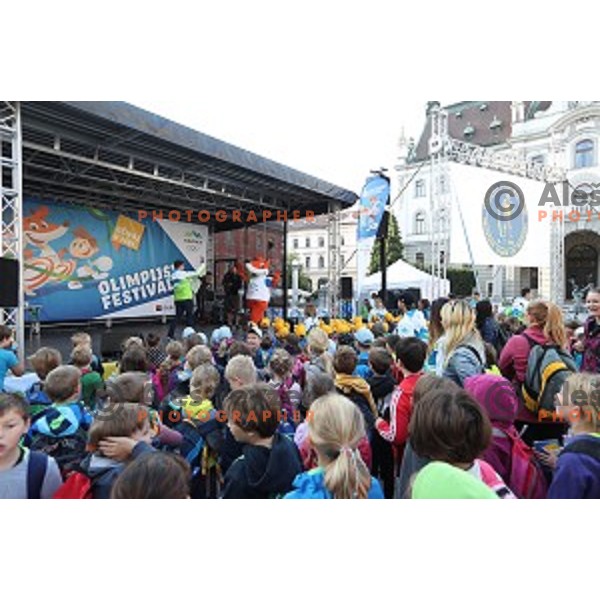Olympic festival for kids on Congress Square, Ljubljana, Slovenia on September 23, 2016