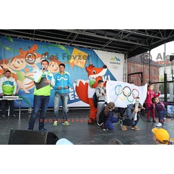 Olympic festival for kids on Congress Square, Ljubljana, Slovenia on September 23, 2016