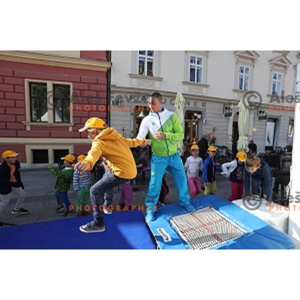 Olympic festival for kids on Congress Square, Ljubljana, Slovenia on September 23, 2016