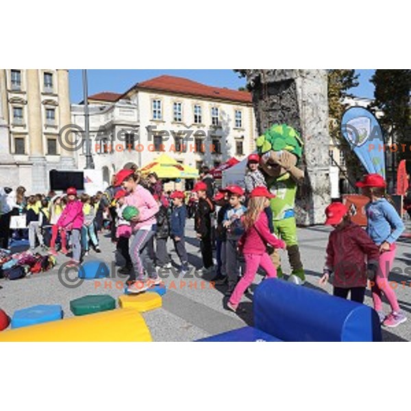 Olympic festival for kids on Congress Square, Ljubljana, Slovenia on September 23, 2016