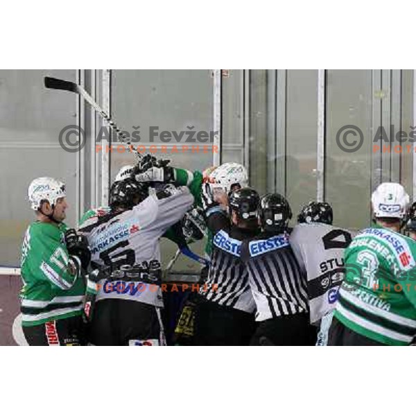 Fight at match ZM Olimpija-Graz 99er in Ebel league,played in Ljubljana,Slovenia 9.10.2007. Photo by Ales Fevzer 