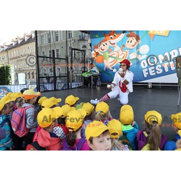 Olympic festival for kids on Congress Square, Ljubljana, Slovenia on September 23, 2016