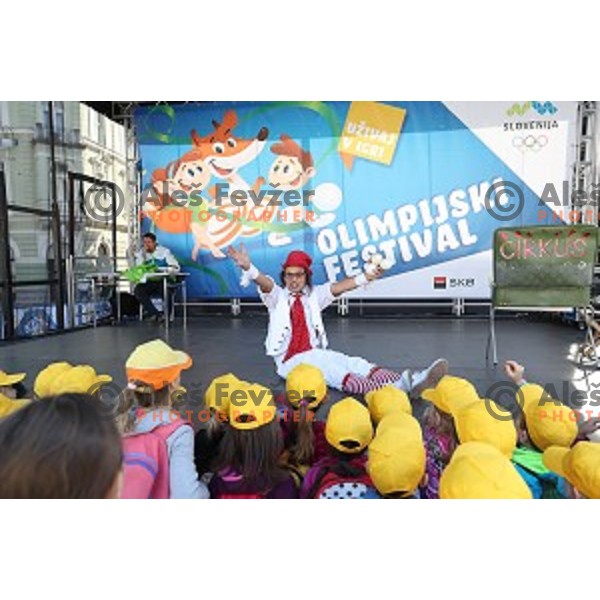 Olympic festival for kids on Congress Square, Ljubljana, Slovenia on September 23, 2016