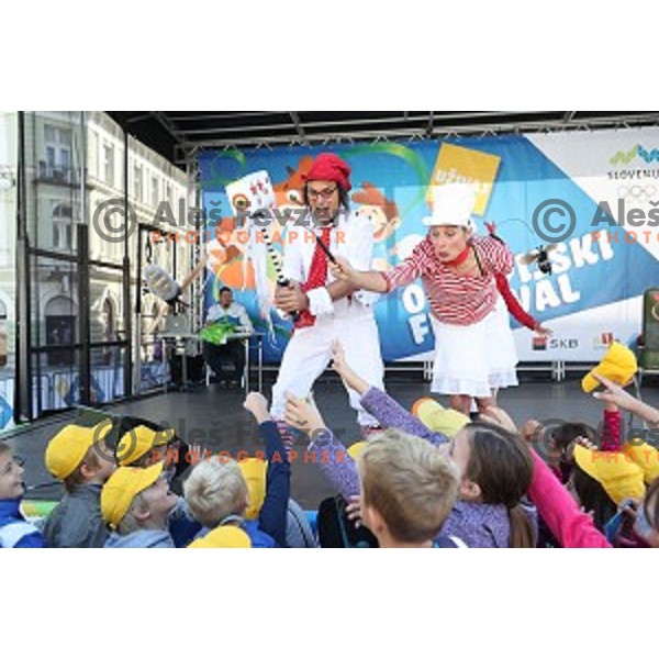 Olympic festival for kids on Congress Square, Ljubljana, Slovenia on September 23, 2016