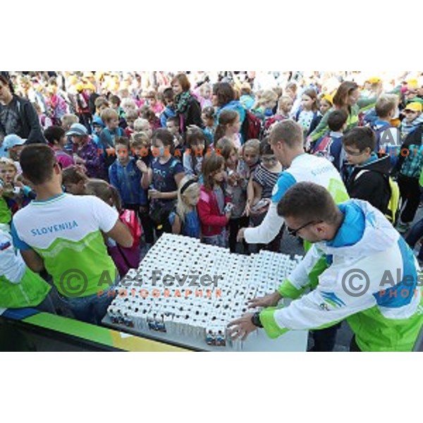 Olympic festival for kids on Congress Square, Ljubljana, Slovenia on September 23, 2016