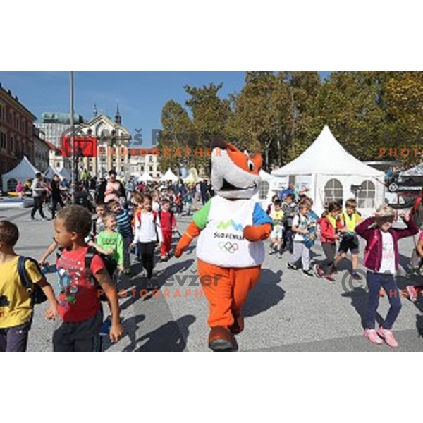 Olympic festival for kids on Congress Square, Ljubljana, Slovenia on September 23, 2016