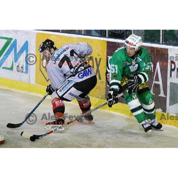 Lange (71) and Corupe (51) at match ZM Olimpija-Graz 99er in Ebel league,played in Ljubljana,Slovenia 9.10.2007. Photo by Ales Fevzer 