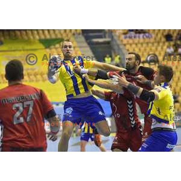 Povilas Babarskas of Celje Pivovarna Lasko in action during EHF Champions league handball match between Celje PL (Slovenia) and Zagreb (Croatia) in Zlatorog Hall, Celje on September 24, 2016