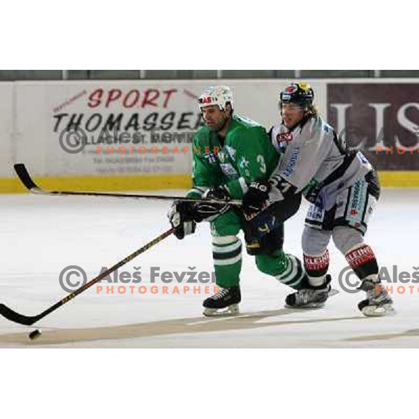 Ciglenecki (3) and Caig (61) at match ZM Olimpija-Graz 99ers in Ebel league,played in Ljubljana,Slovenia 9.10.2007. Graz 99ers won the match 3:1.Photo by Ales Fevzer 