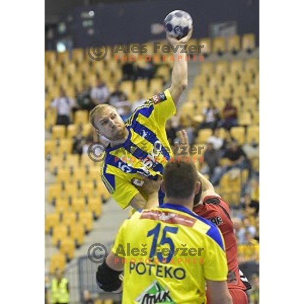 Ziga Mlakar of Celje Pivovarna Lasko in action during EHF Champions league handball match between Celje PL (Slovenia) and Zagreb (Croatia) in Zlatorog Hall, Celje on September 24, 2016