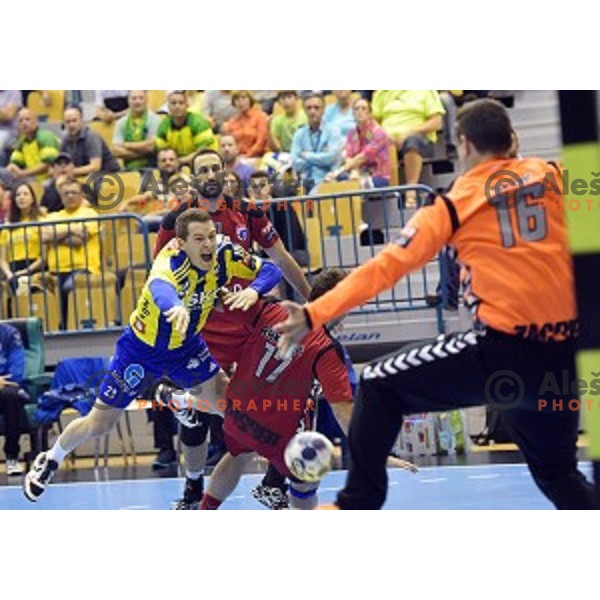 of Celje Pivovarna Lasko in action during EHF Champions league handball match between Celje PL (Slovenia) and Zagreb (Croatia) in Zlatorog Hall, Celje on September 24, 2016