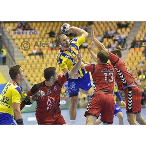 Ziga Mlakar of Celje Pivovarna Lasko in action during EHF Champions league handball match between Celje PL (Slovenia) and Zagreb (Croatia) in Zlatorog Hall, Celje on September 24, 2016