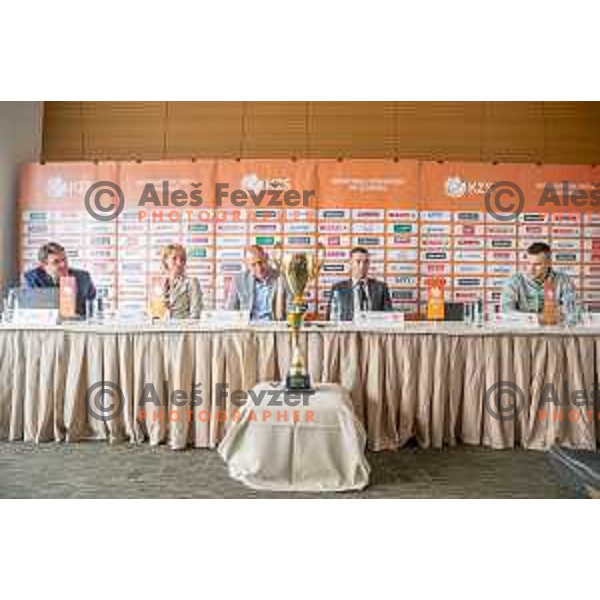 Karmen Cvirn, Jaksa Vulic, Dejan Mihevc and Matej Rojc during press conference before SuperCup of Slovenia 2016, Radisson Blu Plaza Hotel, Ljubljana, September 26th, 2016.