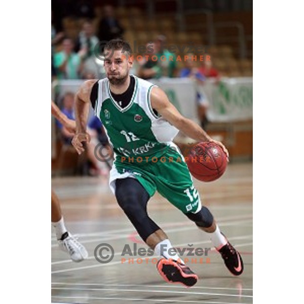 Sandi Cebular of Krka in action during Slovenian SuperCup between Krka and Helios Suns in Podcetrtek on September 28, 2016