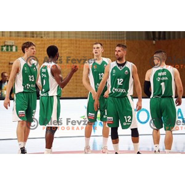 Sandi Cebular and Marko Lukovic of Krka in action during Slovenian SuperCup between Krka and Helios Suns in Podcetrtek on September 28, 2016