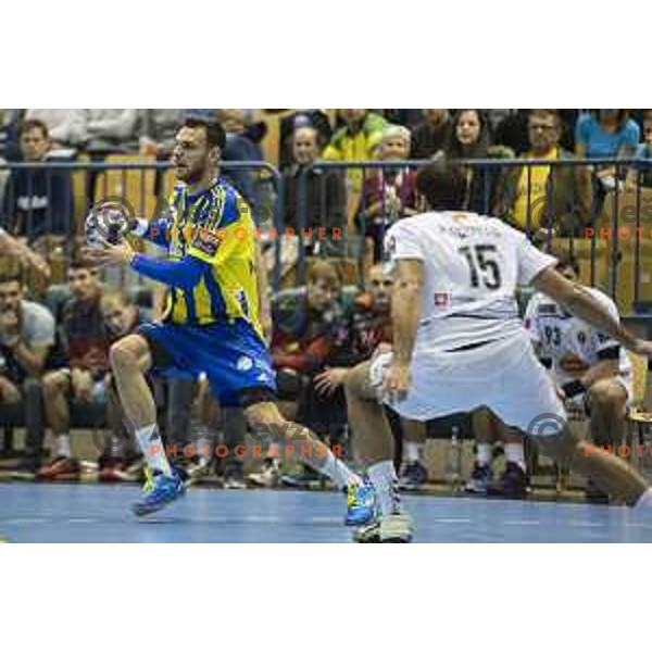 Celje’s left back Borut Mackovsek (51) in action during EHF Champions League match between Celje PL (Slovenia) and HC Vardar (Macedonia) in Zlatorog Hall, Celje on October 9, 2016