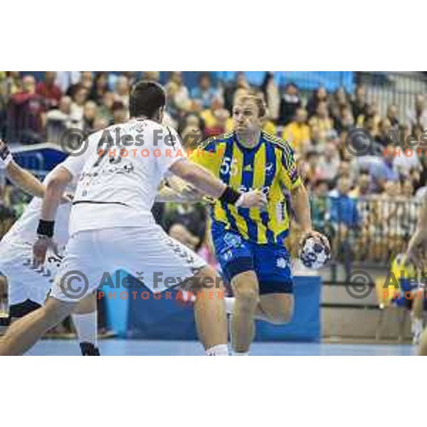 Celje’s right back Ziga Mlakar (55) in action during EHF Champions League match between Celje PL (Slovenia) and HC Vardar (Macedonia) in Zlatorog Hall, Celje on October 9, 2016