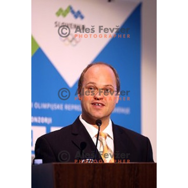 Ales Solar at opening speech during Interantional conference about Coruption in Sport held by Slovenian Olympic Committee in Austria Trend hotel, Ljubljana, on October 15, 2016