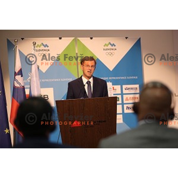 Miro Cerar speaks during Interantional conference about Coruption in Sport held by Slovenian Olympic Committee in Austria Trend hotel, Ljubljana, on October 15, 2016