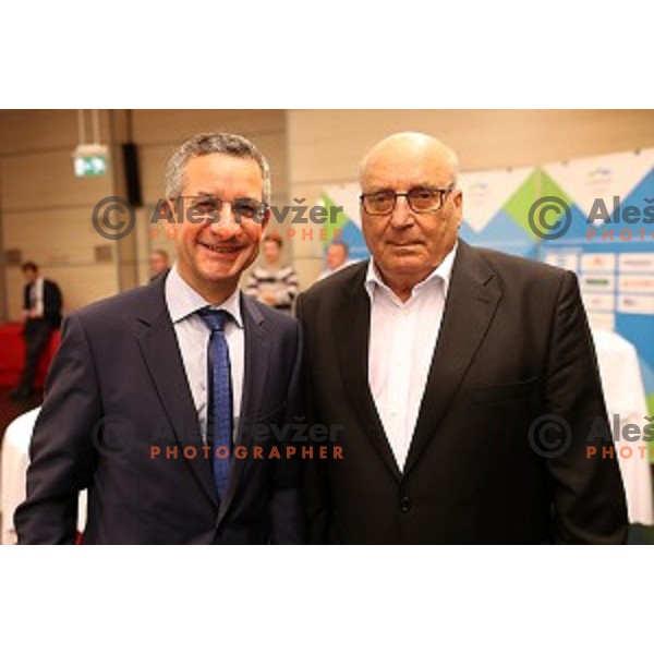 Rajmond Debevec and Ivo Daneu at Celebration of 25th anniversary of Slovenian Olympic Committee in Austria Trend hotel, Ljubljana, on October 15, 2016