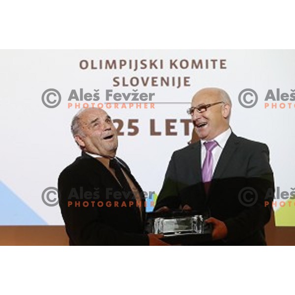 Rajko Sugman and Bogdan Gabrovec at Celebration of 25th anniversary of Slovenian Olympic Committee in Austria Trend hotel, Ljubljana, on October 15, 2016