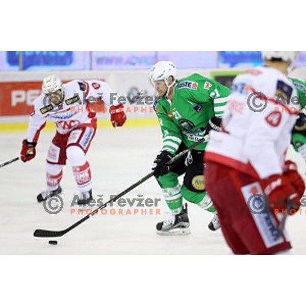 Chris Langkow of Olimpija Ljubljana in action during EBEL league 2016/2017 ice-hockey match between Olimpija Ljubljana and KAC in Tivoli Hall, Ljubljana, Slovenia on October 18, 2016