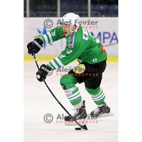 Aljaz Chvatal of Olimpija Ljubljana in action during EBEL league 2016/2017 ice-hockey match between Olimpija Ljubljana and KAC in Tivoli Hall, Ljubljana, Slovenia on October 18, 2016