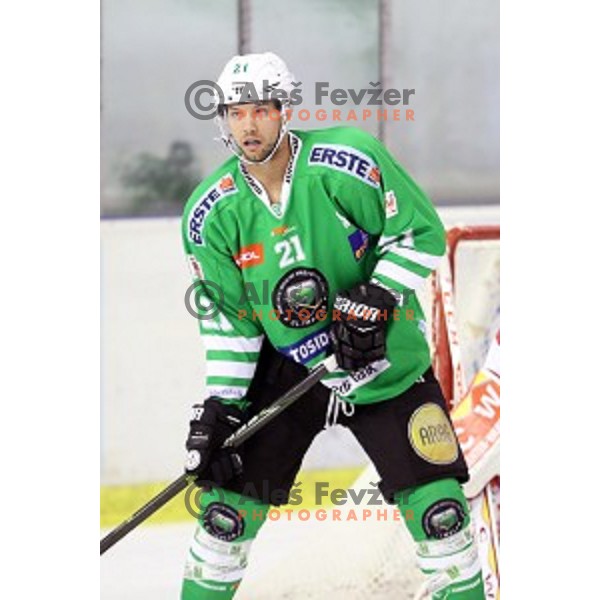 Chris Langkow of Olimpija Ljubljana in action during EBEL league 2016/2017 ice-hockey match between Olimpija Ljubljana and KAC in Tivoli Hall, Ljubljana, Slovenia on October 18, 2016