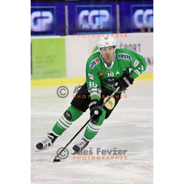 Anze Ropret of Olimpija Ljubljana in action during EBEL league 2016/2017 ice-hockey match between Olimpija Ljubljana and KAC in Tivoli Hall, Ljubljana, Slovenia on October 18, 2016