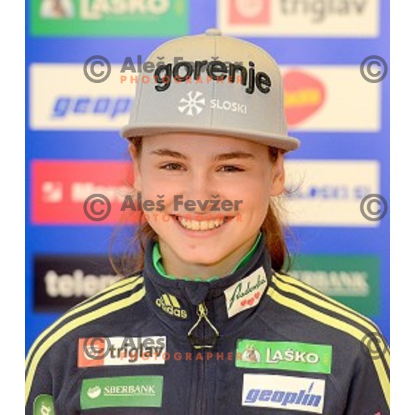 Nika Kriznar at Slovenia Winter teams presentation in Nordic Centre Planica on October 18, 2016