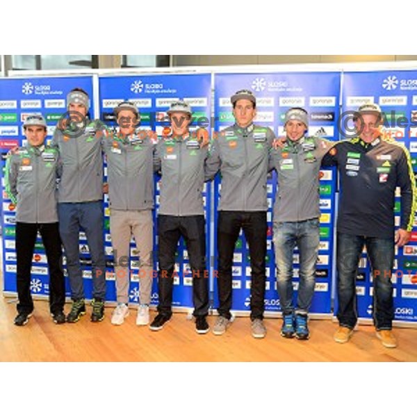 Ski jumping national team of Slovenia at Slovenia Winter teams presentation in Nordic Centre Planica on October 18, 2016