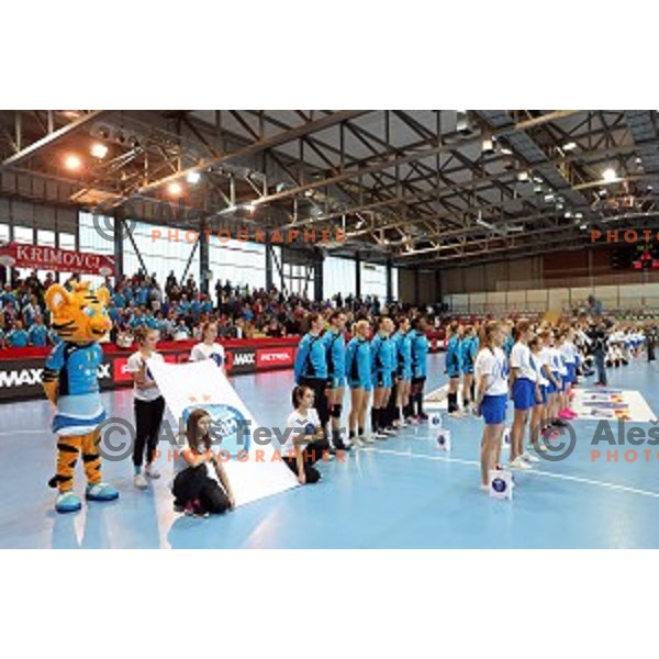 action during EHF Women\'s Champions league handball match between RK Krim Mercator and Larvik in Kodeljevo Hall, Ljubljana, Slovenia on October 22, 2016