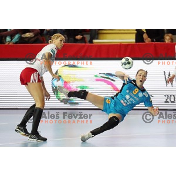 Nina Jericek of Krim Mercator in action during EHF Women\'s Champions league handball match between RK Krim Mercator and Larvik in Kodeljevo Hall, Ljubljana, Slovenia on October 22, 2016