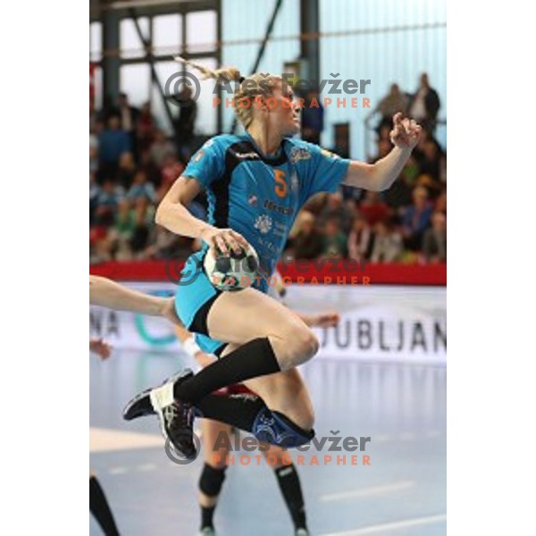 Aneta Benko in action during EHF Women\'s Champions league handball match between RK Krim Mercator and Larvik in Kodeljevo Hall, Ljubljana, Slovenia on October 22, 2016