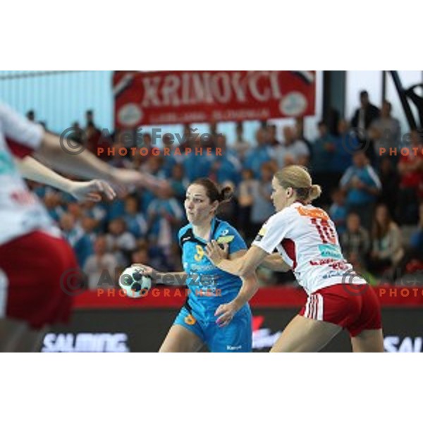 Nina Jericek of Krim Mercator in action during EHF Women\'s Champions league handball match between RK Krim Mercator and Larvik in Kodeljevo Hall, Ljubljana, Slovenia on October 22, 2016