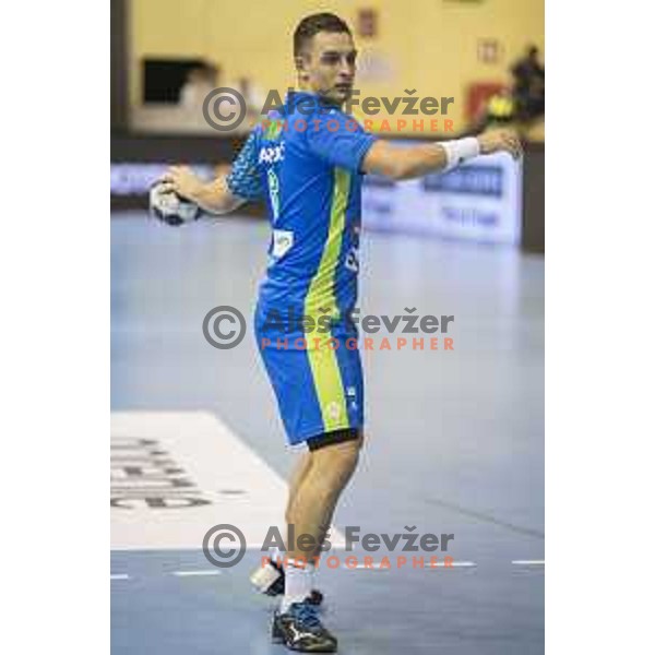 Slovenia’s right wing Gasper Marguc (6) in action during Euro 2018 handball qualification match between Slovenia and Switzerland in Red hall, Velenje, November 2nd, 2016