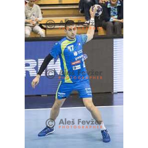 Slovenia’s right back Nejc Cehte (17) in action during Euro 2018 handball qualification match between Slovenia and Switzerland in Red hall, Velenje, November 2nd, 2016