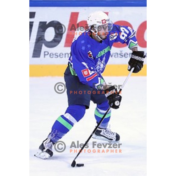 David Planko of Slovenia in action during EIHC Challenge ice-hockey match between Slovenia and Latvia in Bled Ice Hall, Slovenia on November 3, 2016