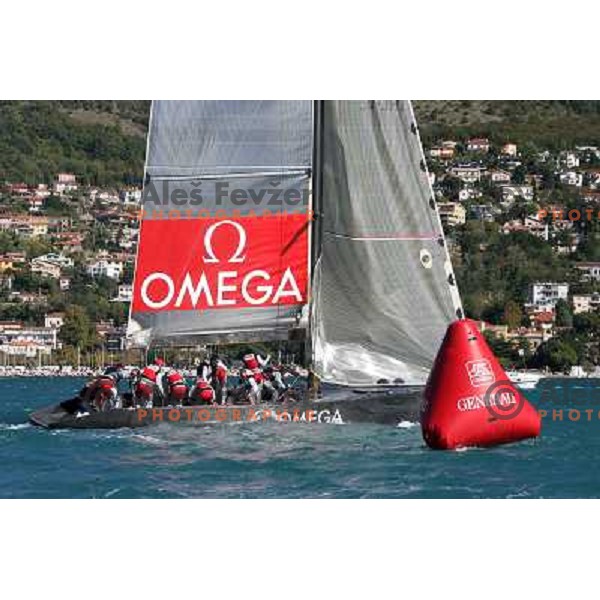 Team Omega crossing finish line at Sailing regatta Barcolana, Trieste, Italy 14.10.2007. Photo by Ales Fevzer 