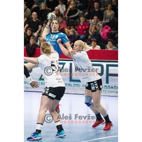 Mirjeta Bajramoska in action during football match Krim Merkator - Esbjerg, EHF Womens Champions league 2016/17,Kodeljevo, Ljubljana, Slovenia, November 12. 2016