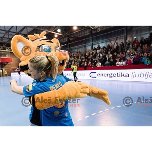 Aneta Benko in action during football match Krim Merkator - Esbjerg, EHF Womens Champions league 2016/17,Kodeljevo, Ljubljana, Slovenia, November 12. 2016