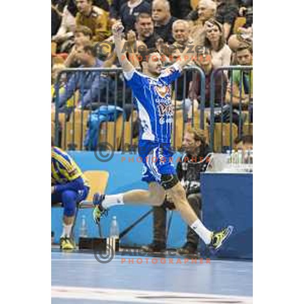 Szeged’s right wing Mario Sostaric (24) celebrating during EHF Champions League match between Celje PL (Slovenia) and MOL-Pick Szeged (Hungary) in Zlatorog Hall, Celje on November 12th, 2016