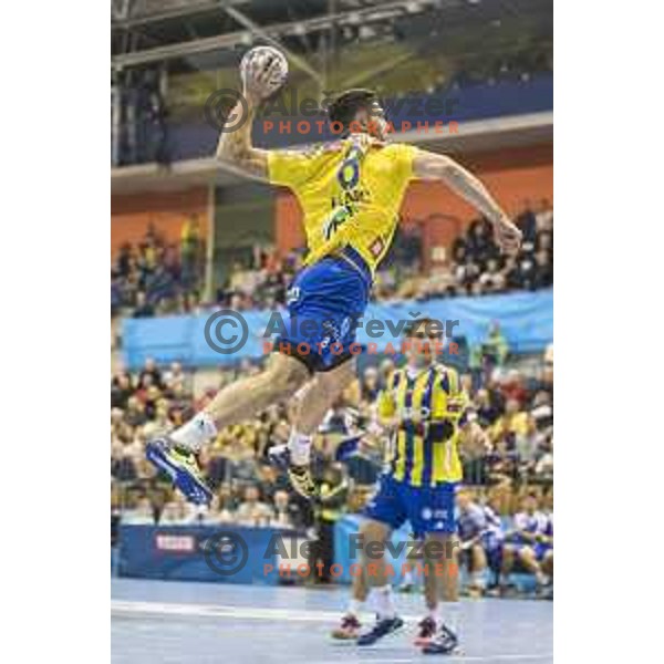 Celje’s right wing Blaz Janc (8) in action during EHF Champions League match between Celje PL (Slovenia) and MOL-Pick Szeged (Hungary) in Zlatorog Hall, Celje on November 12th, 2016