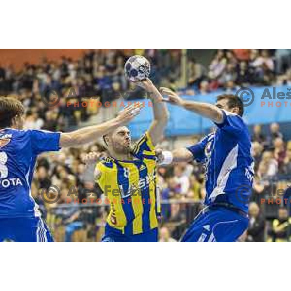 Celje’s right wing Blaz Janc (8) in action during EHF Champions League match between Celje PL (Slovenia) and MOL-Pick Szeged (Hungary) in Zlatorog Hall, Celje on November 12th, 2016