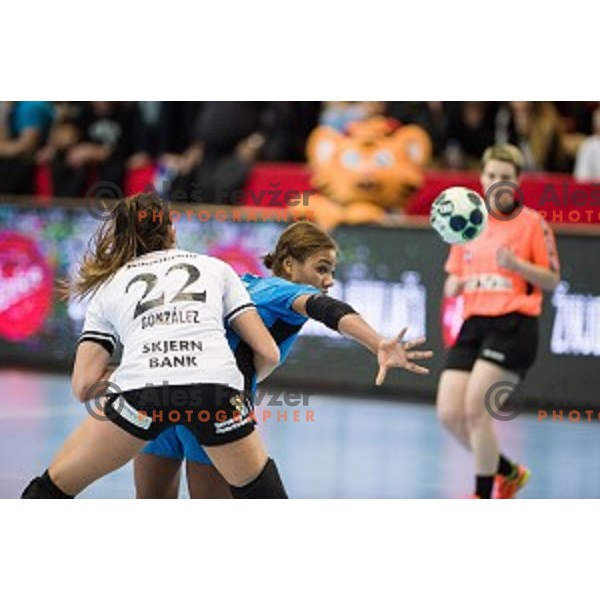 Elisabeth Omoregie in action during football match Krim Merkator - Esbjerg, EHF Womens Champions league 2016/17,Kodeljevo, Ljubljana, Slovenia, November 12. 2016