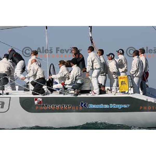 Mitja Kosmina at helm of Maxi Jena at Sailing regatta Barcolana, Trieste, Italy 14.10.2007. Photo by Ales Fevzer 
